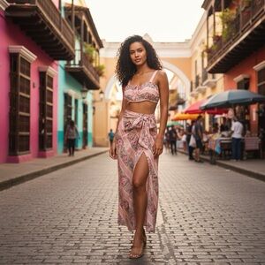 LoveShackFancy Casey Top & Skirt 100% Silk Floral Set NWT